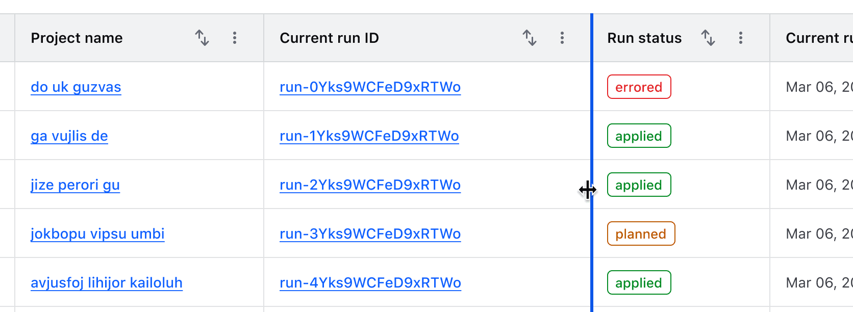 The interactive resize border in its active state being dragged with a mouse